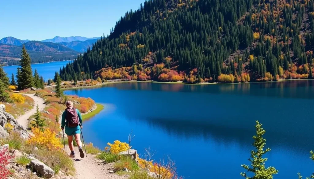 Image of a hiker on a trail around Baldwin Lake