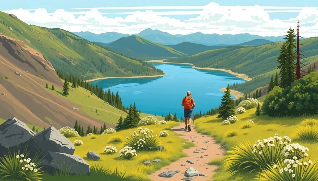Image of a hiker on a trail around Cold Springs Reservoir