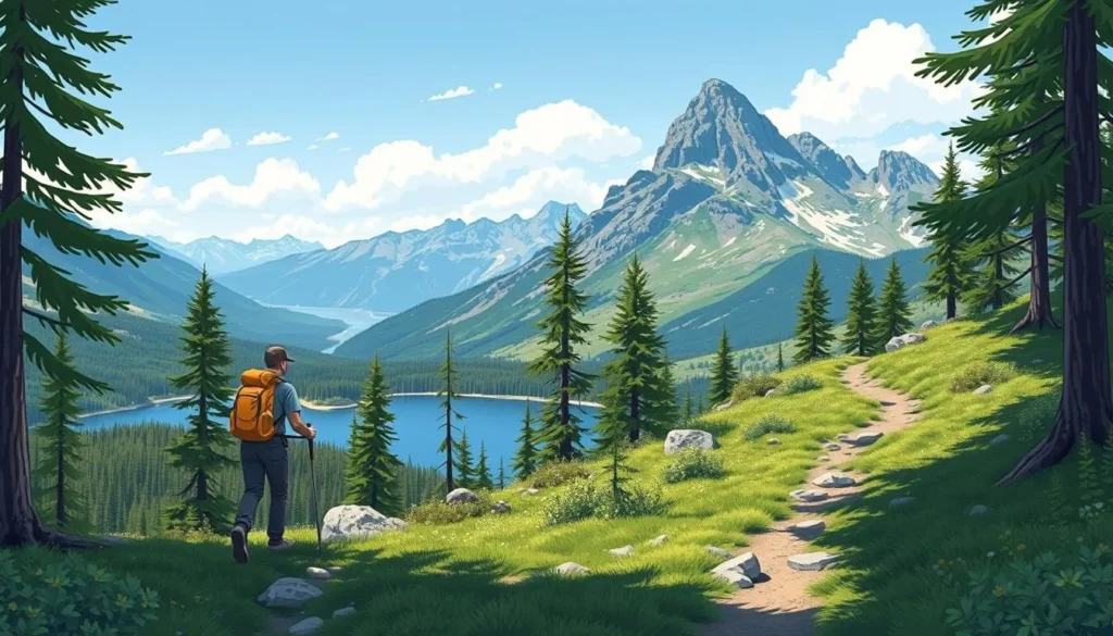 Image of a hiker on the Heart Lake Trail