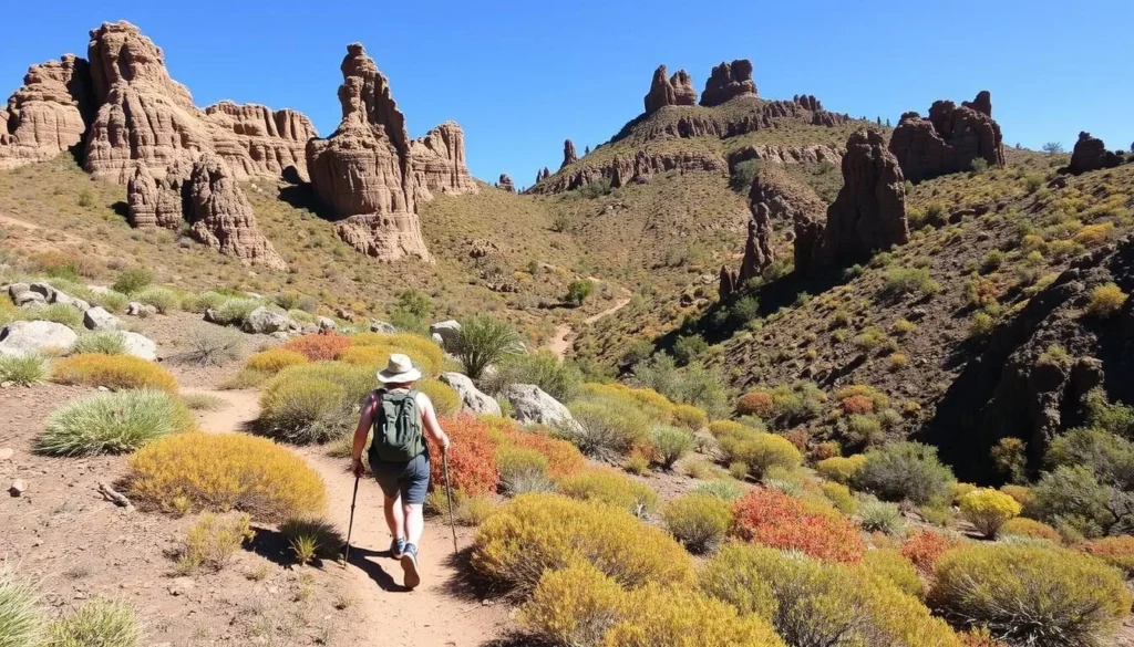 Image of a hiker on the Volcanic Tablelands trails