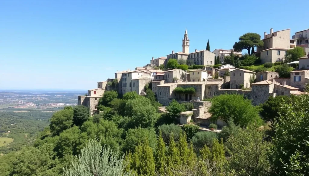 Image of a hilltop village in Luberon