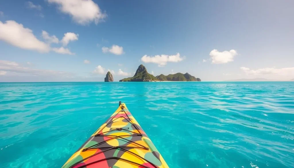 Image of a kayak approaching the Mokulua Islands