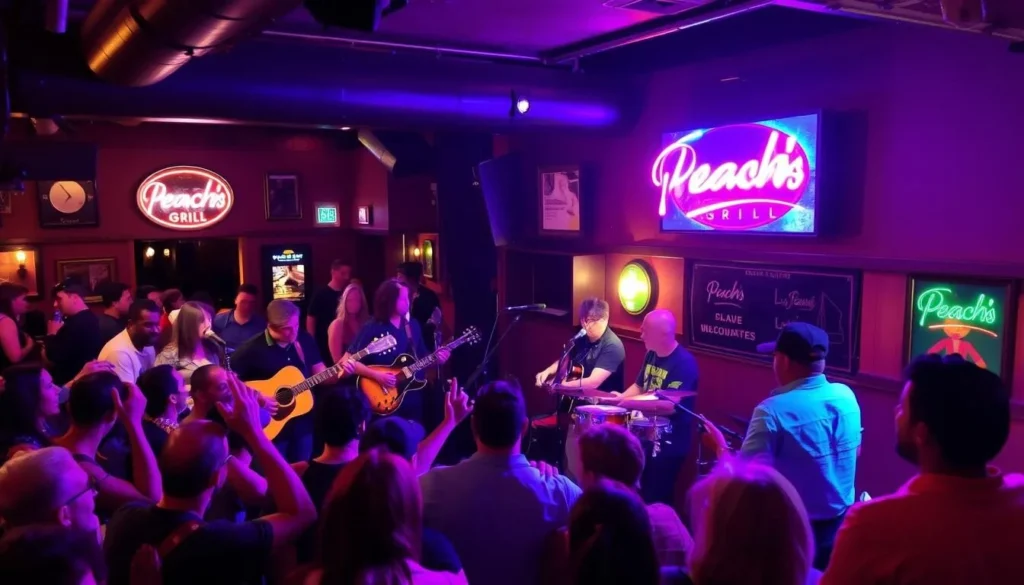 Image of a live music performance at Peach's Grill