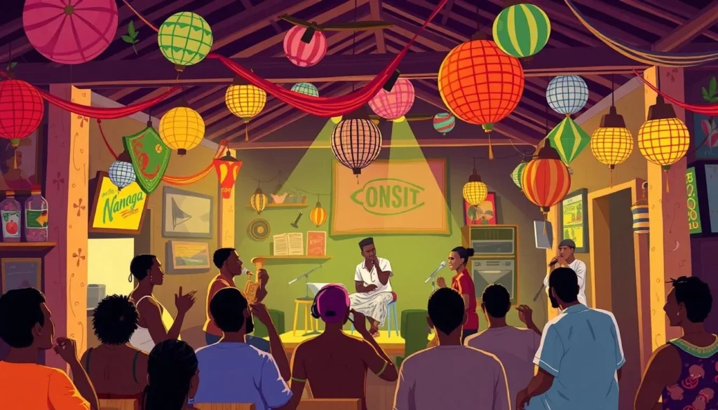 Image of a local bar in Kananga with live Congolese music performance