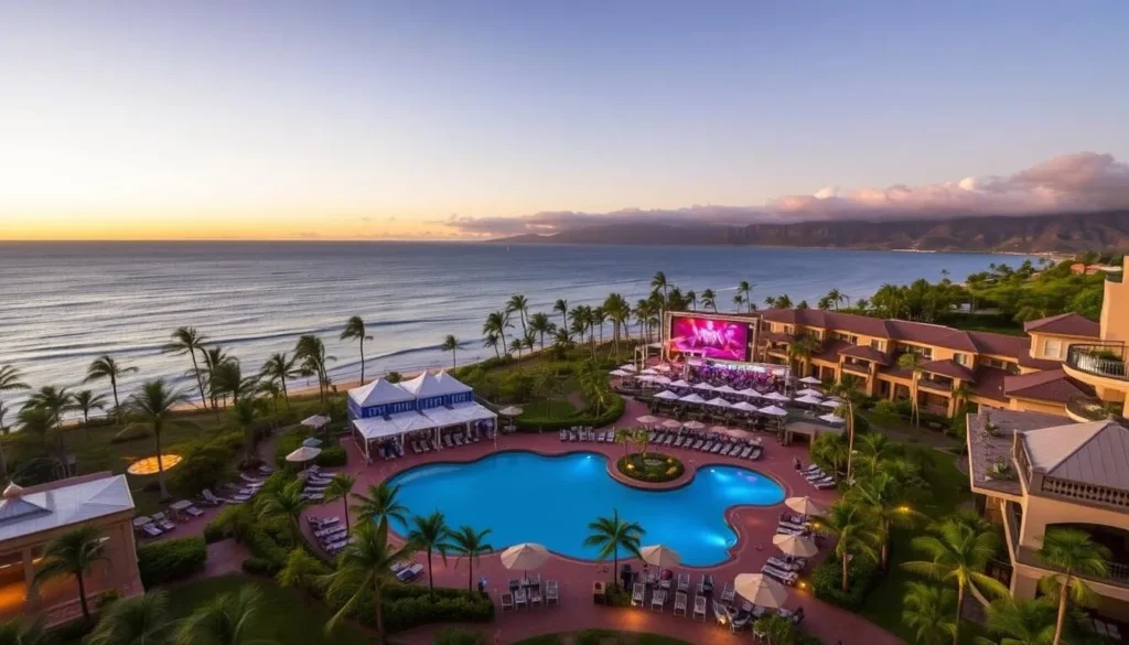 Image of a luxurious Maui resort near a festival venue