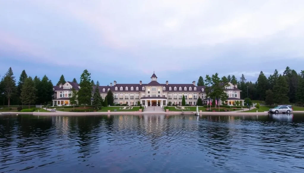 Image of a luxurious lakefront hotel in Big Bear Lake