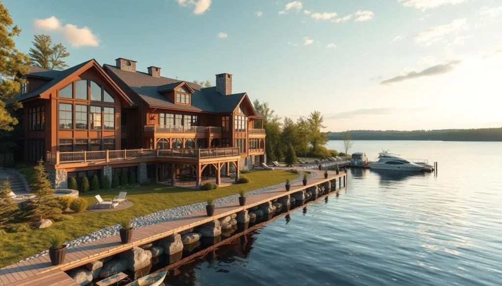 Image of a luxurious lakefront resort at Lake Wallenpaupack