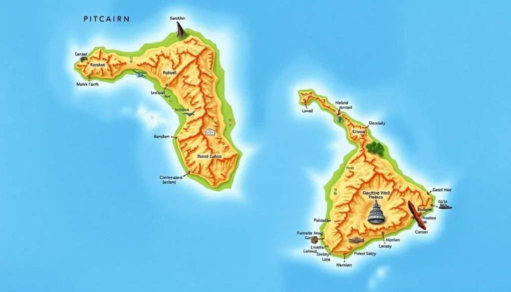 Image of a map of the Pitcairn Islands group