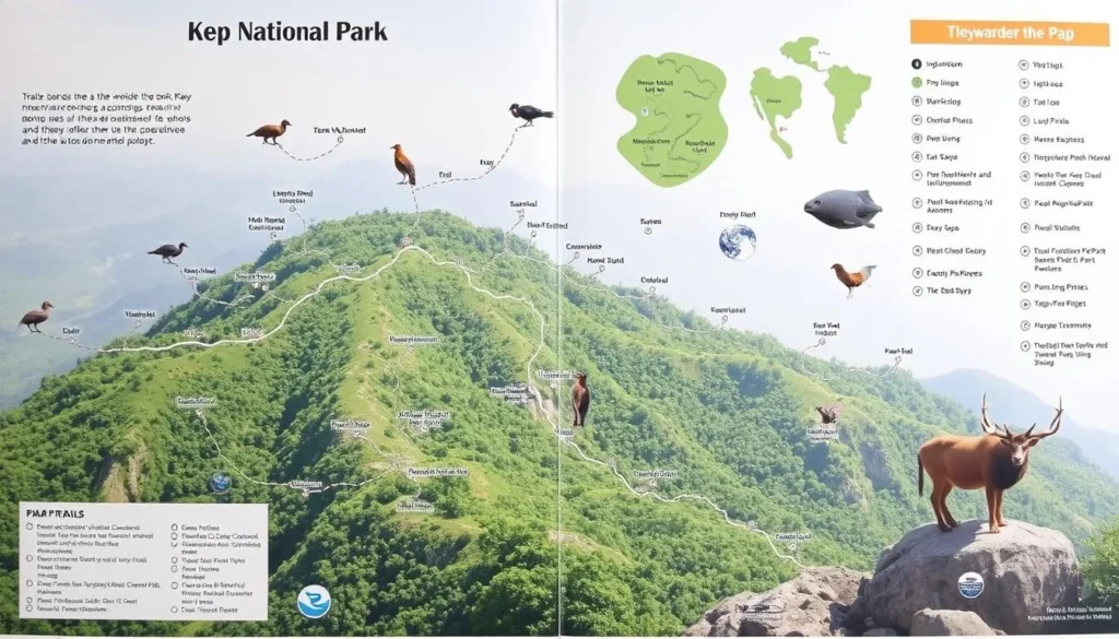 Image of a map or guide to Kep National Park