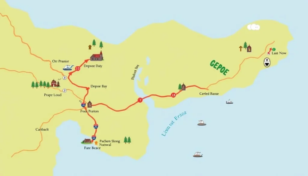 Image of a map showing directions to Depoe Bay