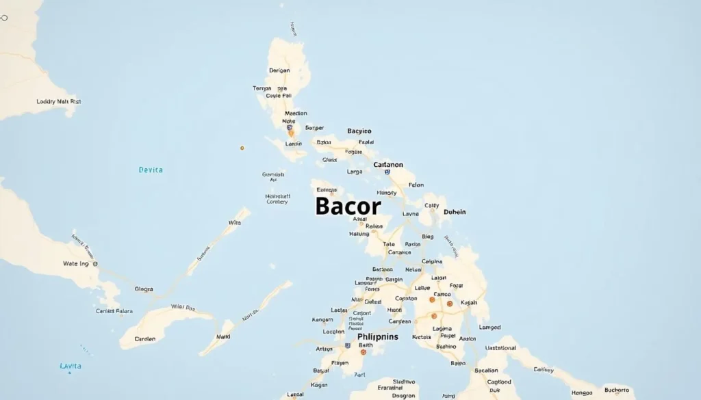 Image of a map showing the location of Bacoor, Cavite Province