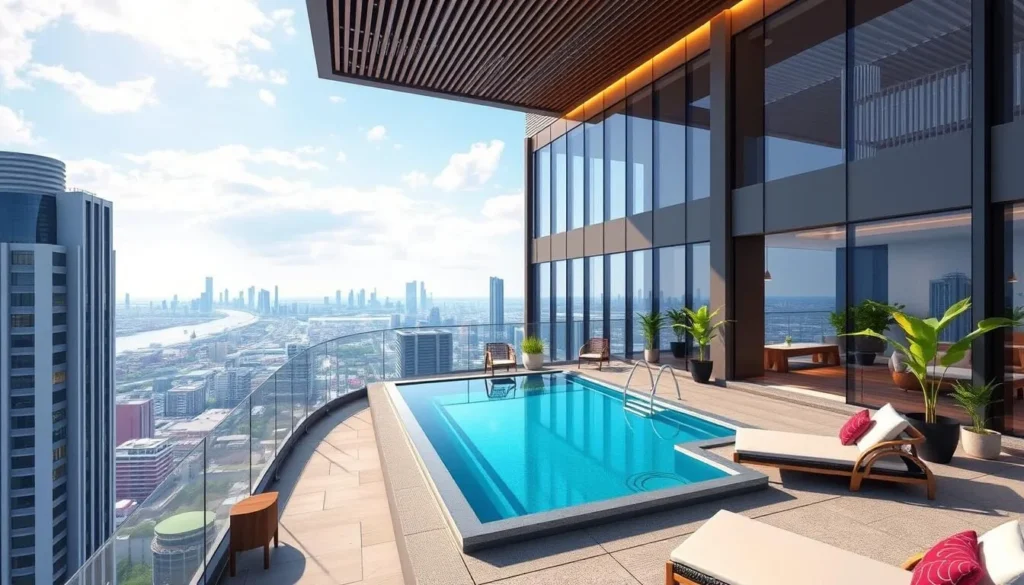 Image of a mid-range hotel in Can Tho city center with a rooftop pool