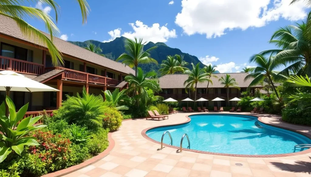 Image of a mid-range hotel in Tahiti with a pool