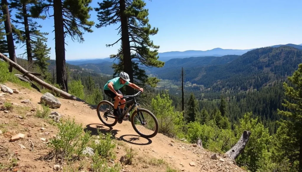 Image of a mountain biker navigating a challenging trail in Whiskeytown National Recreation Area