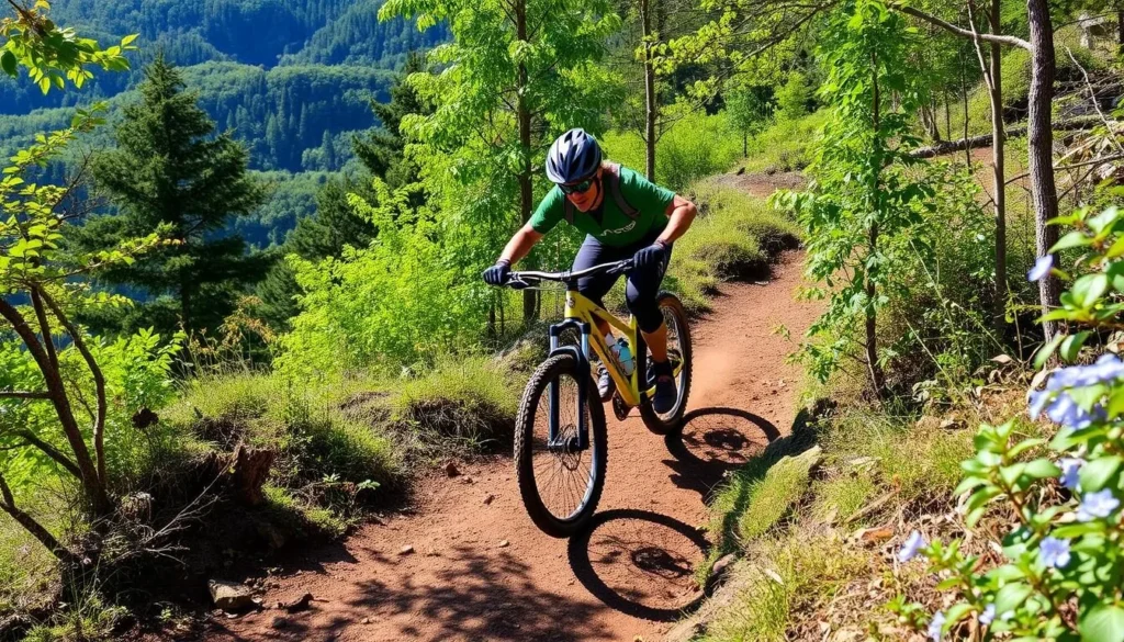 Image of a mountain biker on a trail in Wildwood