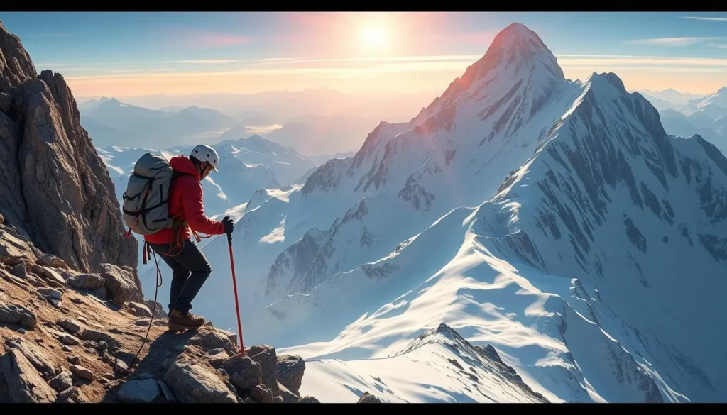 Image of a mountaineer climbing the Weisshorn