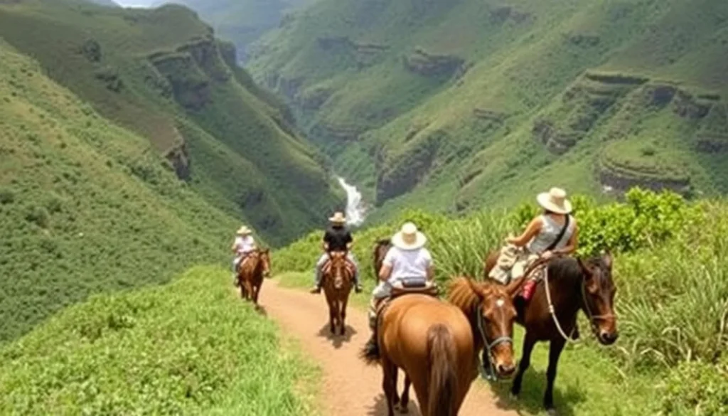 Image of a mule tour group on the Kalaupapa Trail
