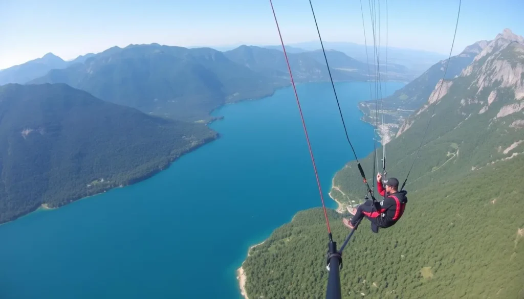 Image of a paraglider over Lake Annecy