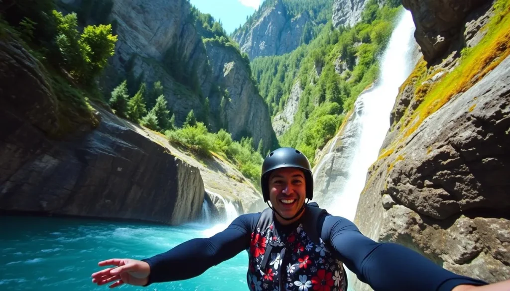 Image of a person canyoning in Interlaken