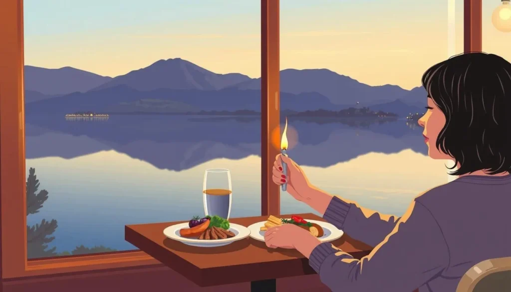 Image of a person enjoying a meal at a restaurant near Lake Perris