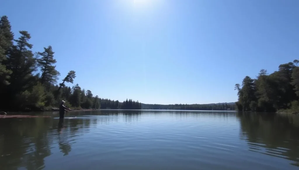 Image of a person fishing at Pinecrest Lake
