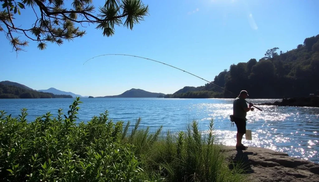 Image of a person fishing on Lake Berryessa