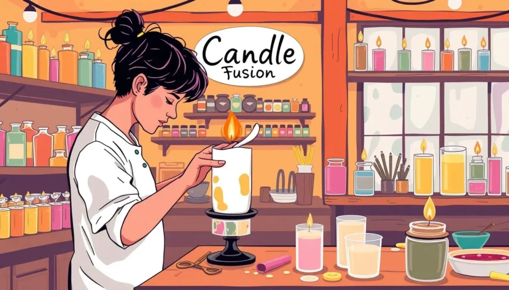 Image of a person making a candle at Candle Fusion