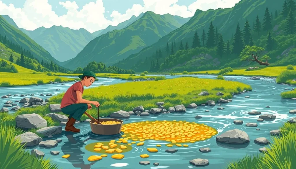 Image of a person panning for gold in a river in the Napf Region