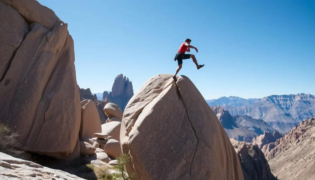 Image of a person rock climbing in Bishop