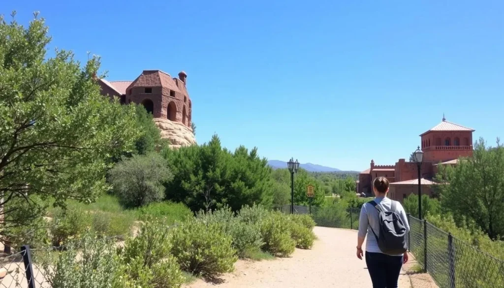 Image of a person walking on a historic walking tour path in Los Alamos