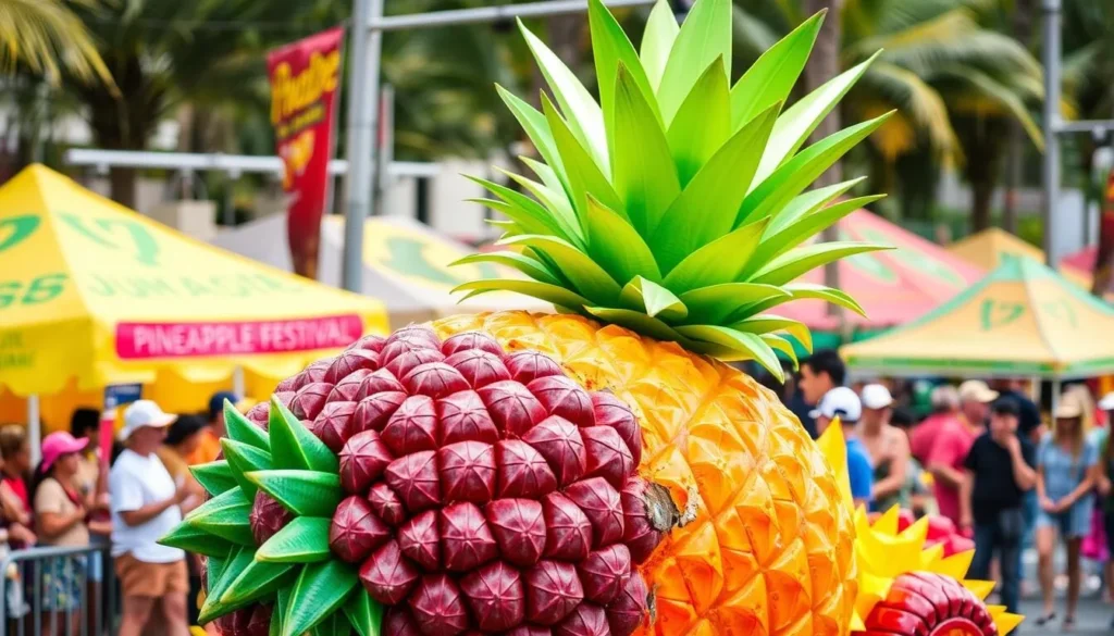 Image of a pineapple-themed float or decoration at the Pineapple Festival