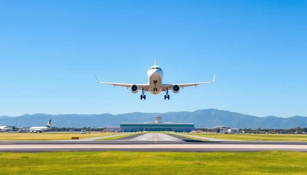 Image of a plane landing at General Ignacio Pesqueira García International Airport