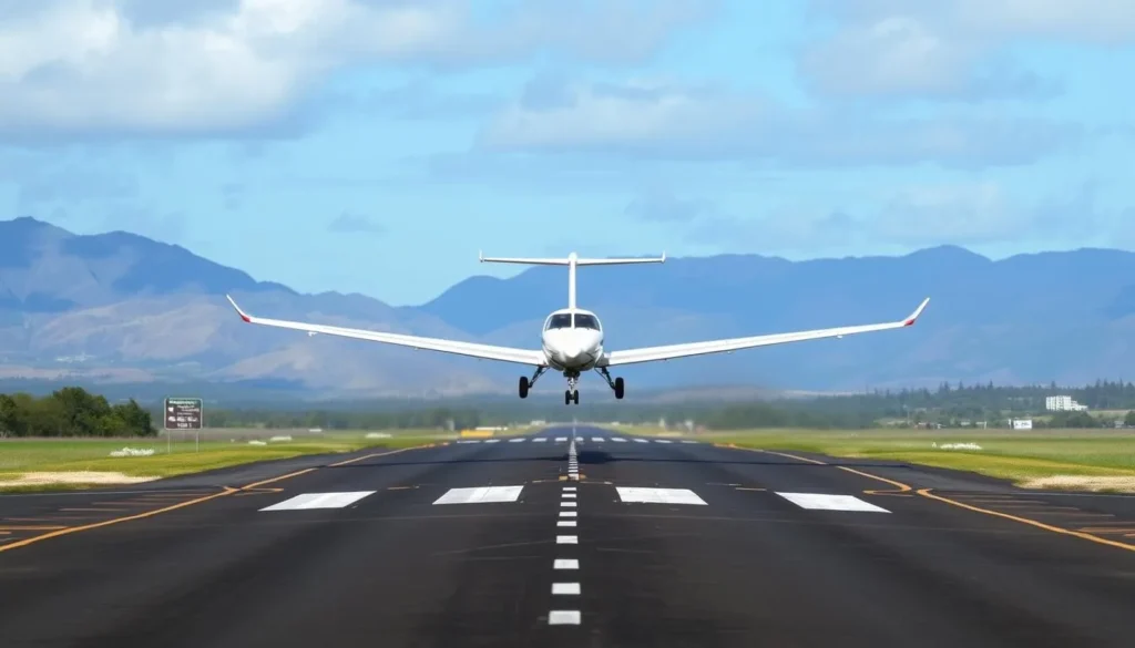 Image of a plane landing at Lanai Airport