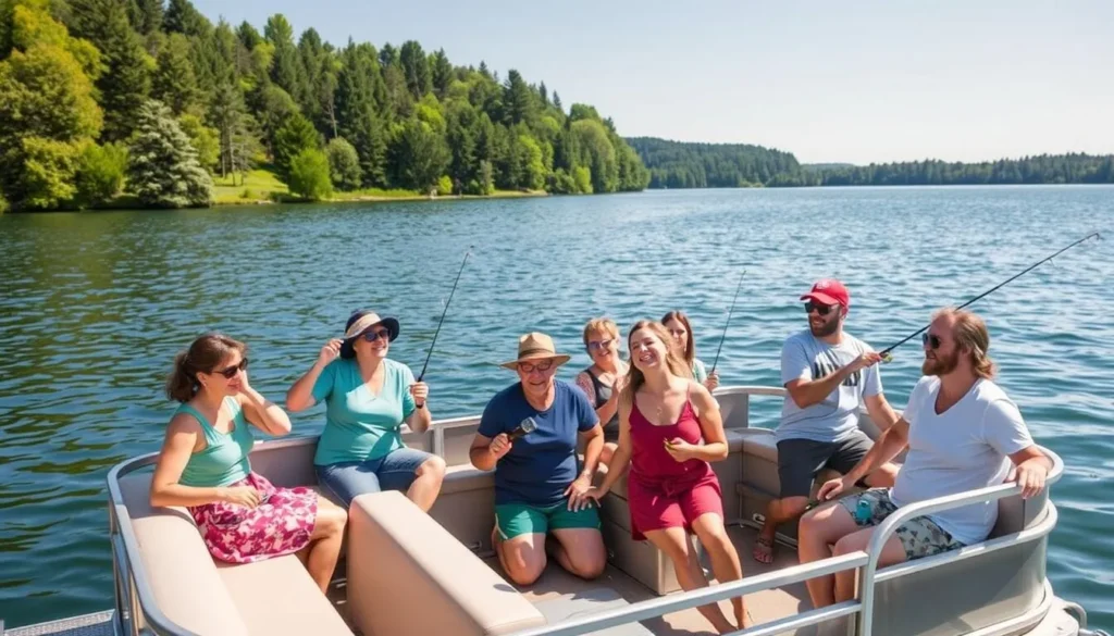 Image of a pontoon boat with people enjoying on the water