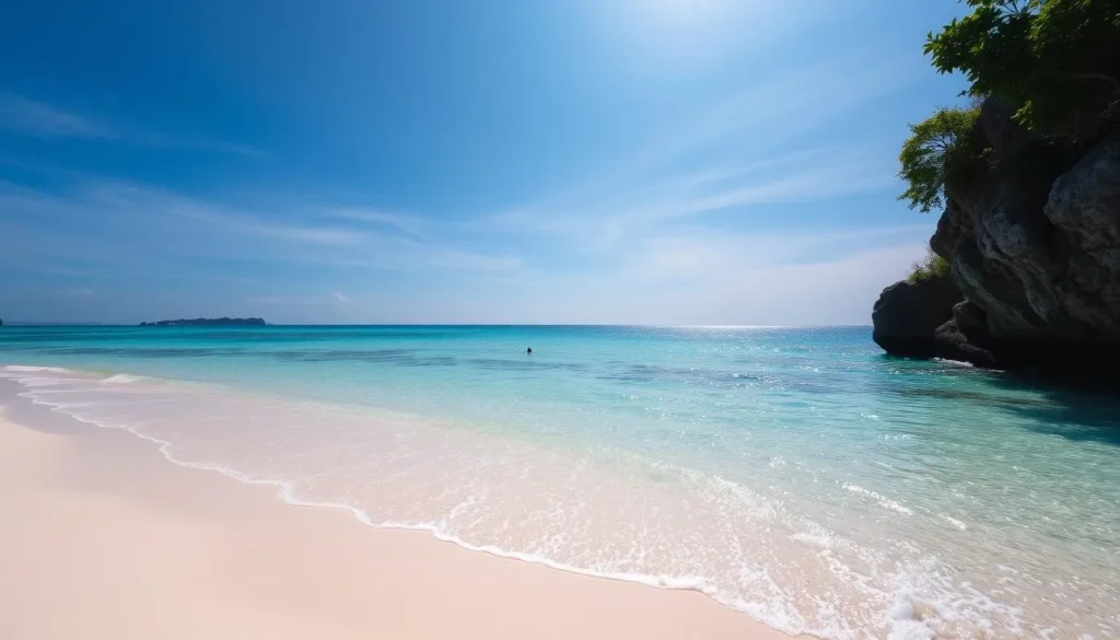 Image of a pristine beach on Koh Samet, showcasing its powdery white sand and crystal blue waters.