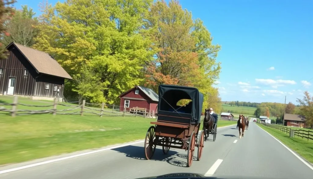 Image of a scenic drive through Amish Country Byway