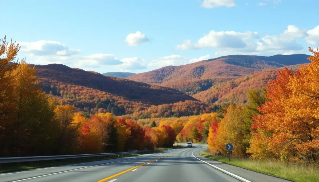 Image of a scenic drive through Brown County during fall