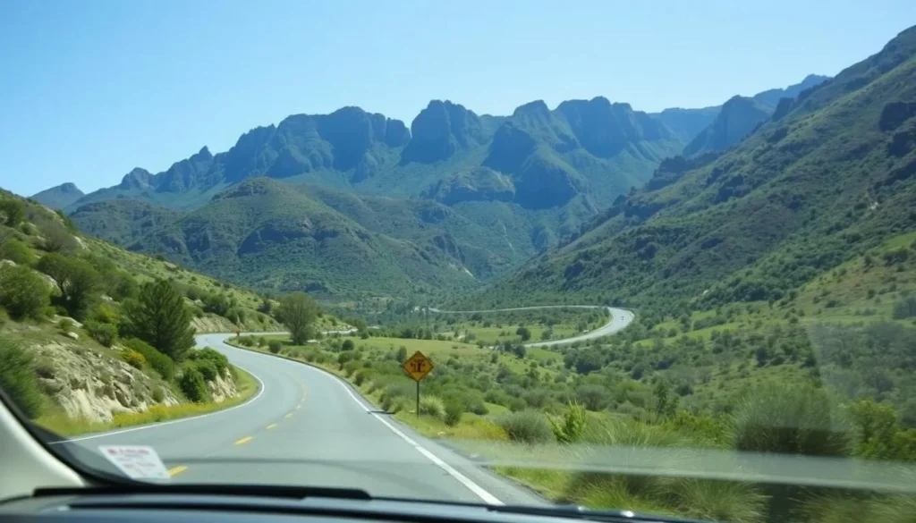 Image of a scenic drive through the Peninsular Ranges