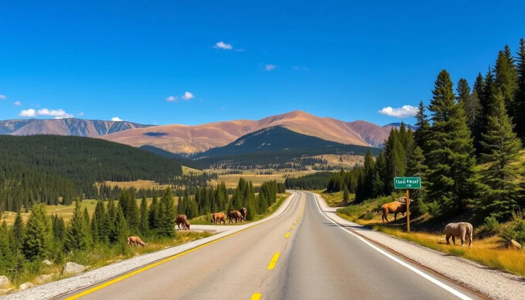 Image of a scenic drive to Yellowstone National Park