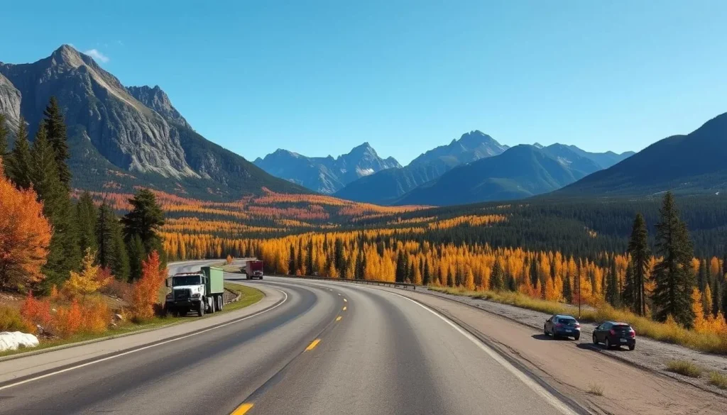 Image of a scenic drive towards Glacier National Park