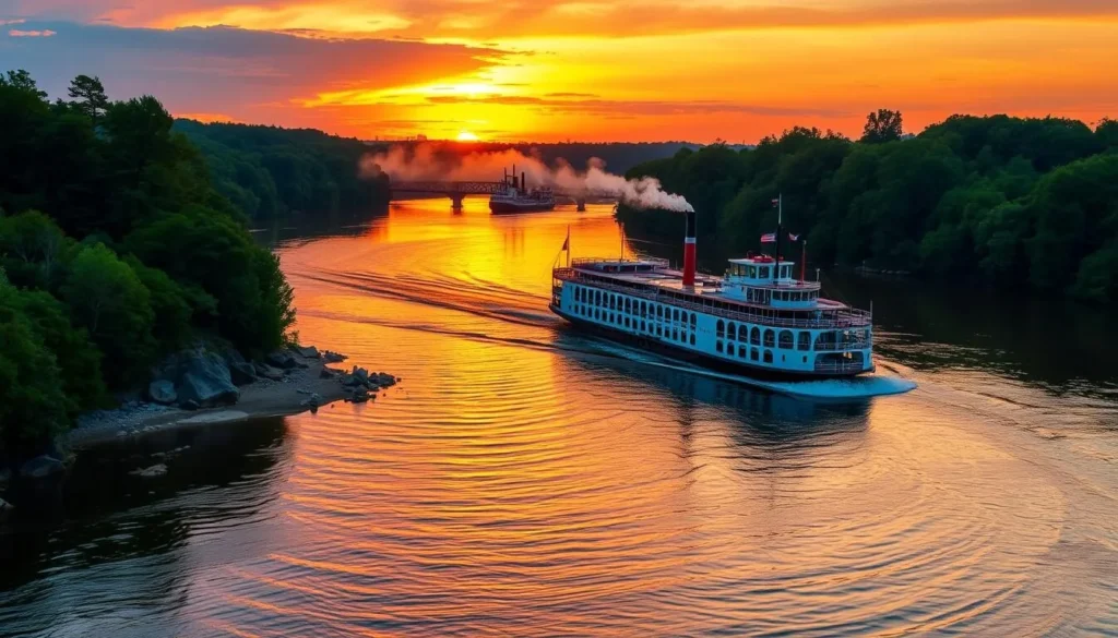 Image of a scenic river cruise on the Mississippi River