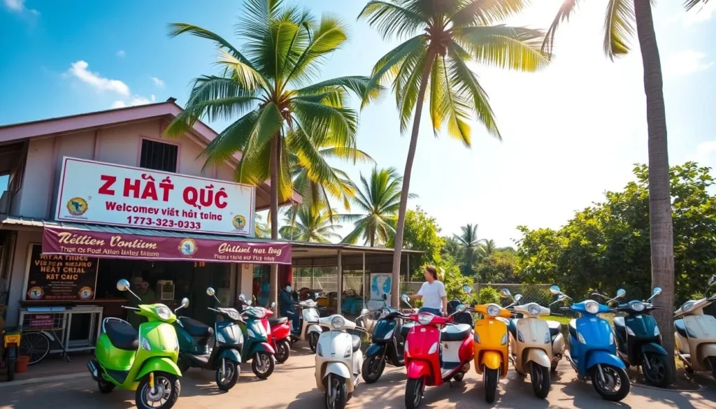 Image of a scooter rental shop in Phú Quốc
