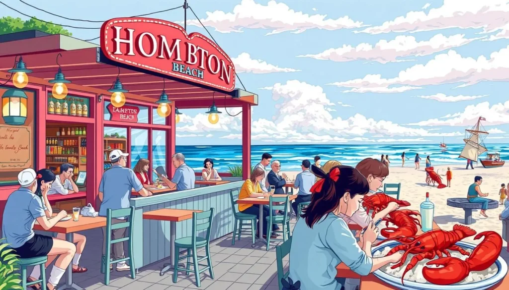 Image of a seafood restaurant at Hampton Beach serving fresh lobster