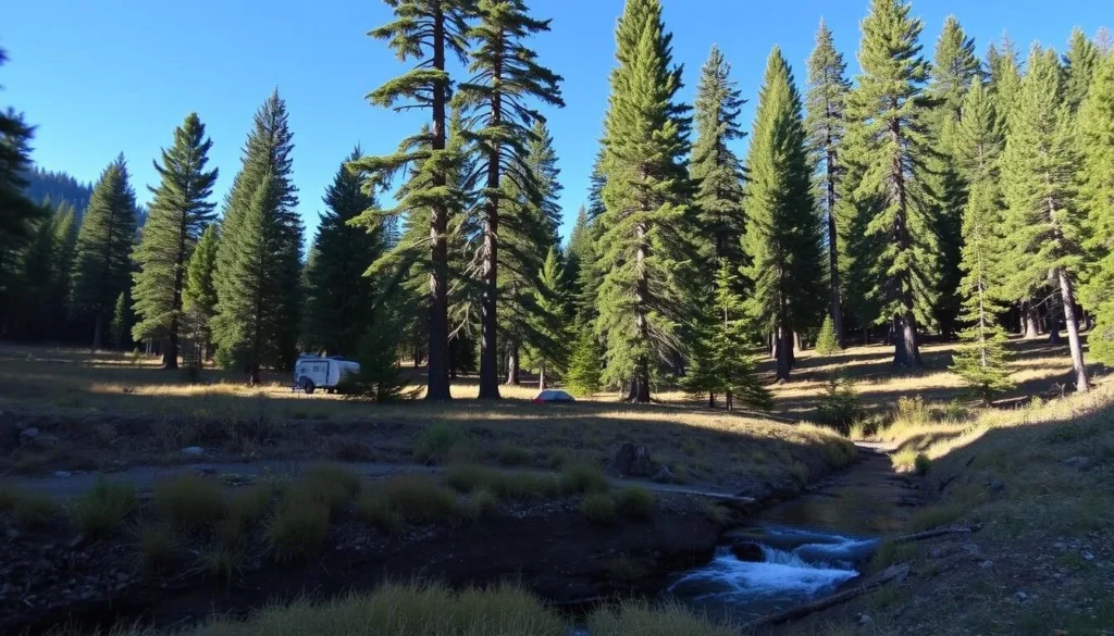 Image of a secluded dispersed camping site in Shasta-Trinity National Forest