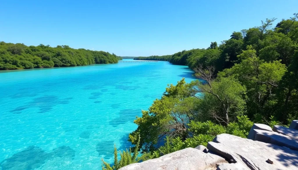 Image of a serene Bacalar lagoon view