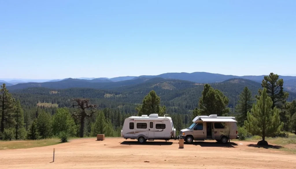 Image of a serene RV campsite in Modoc County with a beautiful landscape