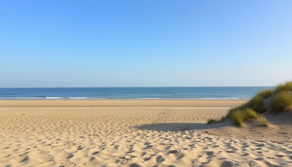 Image of a serene beach in Hauts-de-France with the Bay of Somme in the background