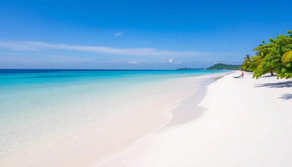 Image of a serene beach near Cebu City with crystal-clear waters and powdery white sand.