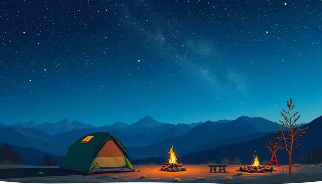 Image of a serene camping site under the stars in Silverado Mountains