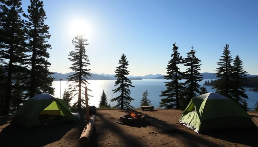 Image of a serene campsite at Huntington Lake